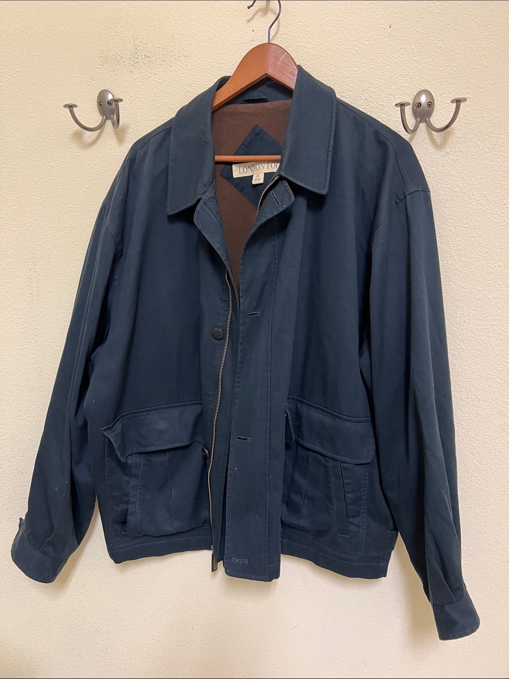 London Fog Dark Navy Lightweight Zip & Button Jacket